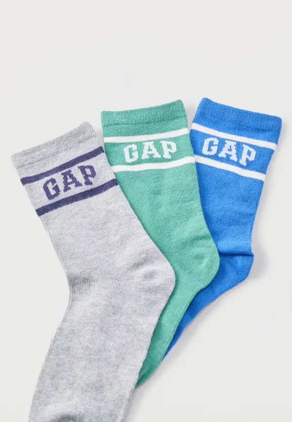 Комплект из 3 пар носков унисекс с логотипом - носки с круглым вырезом Gap, синий/зеленый/серый — фото 2