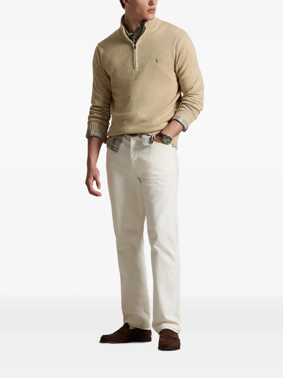 Зипpered Свитер с Длинным Рукавом Polo Ralph Lauren, нейтральные — фото 2