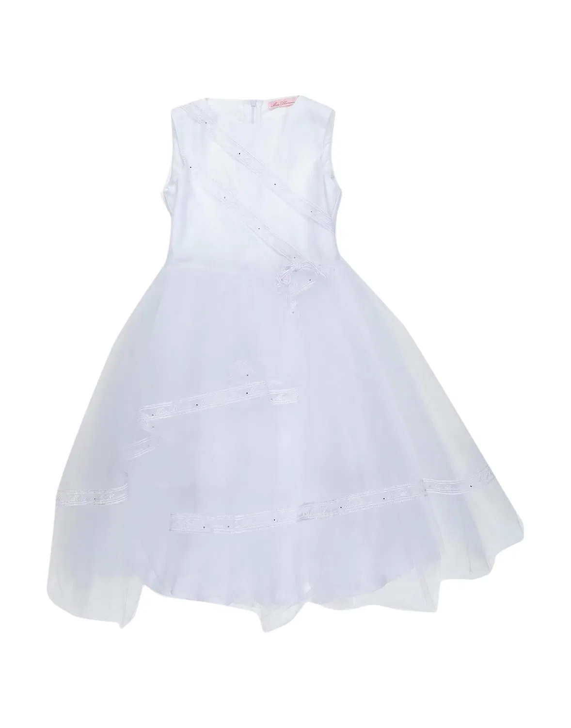 Детское платье из тюля для девочек с бантом Miss Blumarine, белый