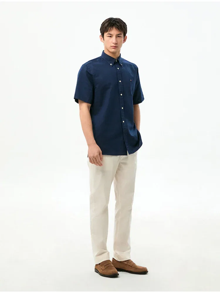 Рубашка с коротким рукавом из льняной смеси, Regular Fit TOMMY HILFIGER, Navy — фото 2