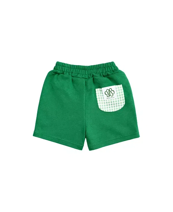 Детские шорты с карманом из сейрсакера Unisex seersucker pocket shorts Bits & Bows, зеленый — фото 2