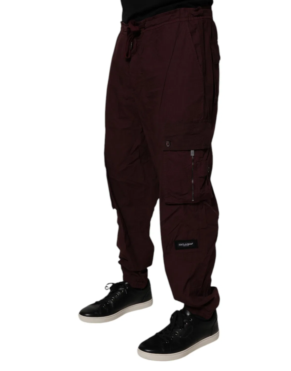Мужские брюки-джоггеры карго с завязками Maroon Dolce & Gabbana, Maroon — фото 3