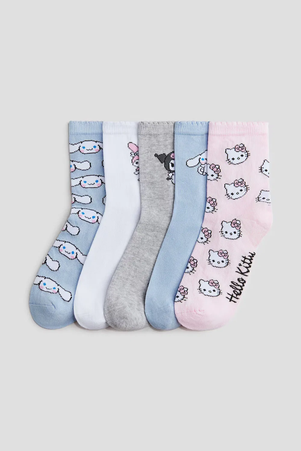 Набор из 5 носков с рисунком H&M, Hellrosa/Hello Kitty