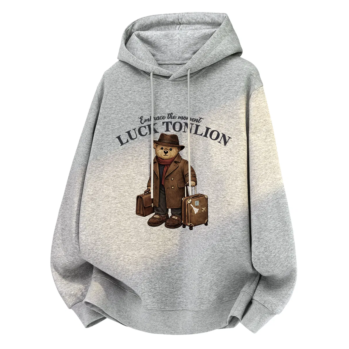 Детский худи с принтом Tonlion Tang Lion Academy Style Cartoon Print Trendy Loose Comfortable Hooded Pullover, Цвет 330G Heavy Light Beige Tn Happy Journey — фото 3