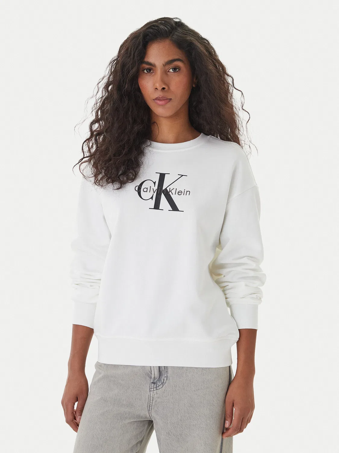 Женский свитшот свободного кроя Monologo Calvin Klein, белый