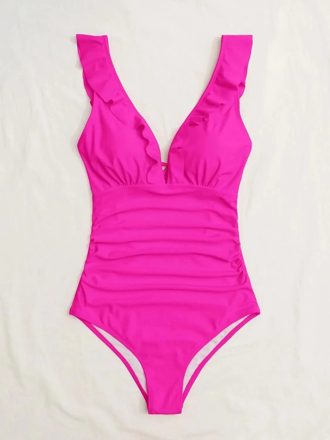 Женский монокини с рюшами и узлом Hot Pink — фото 4
