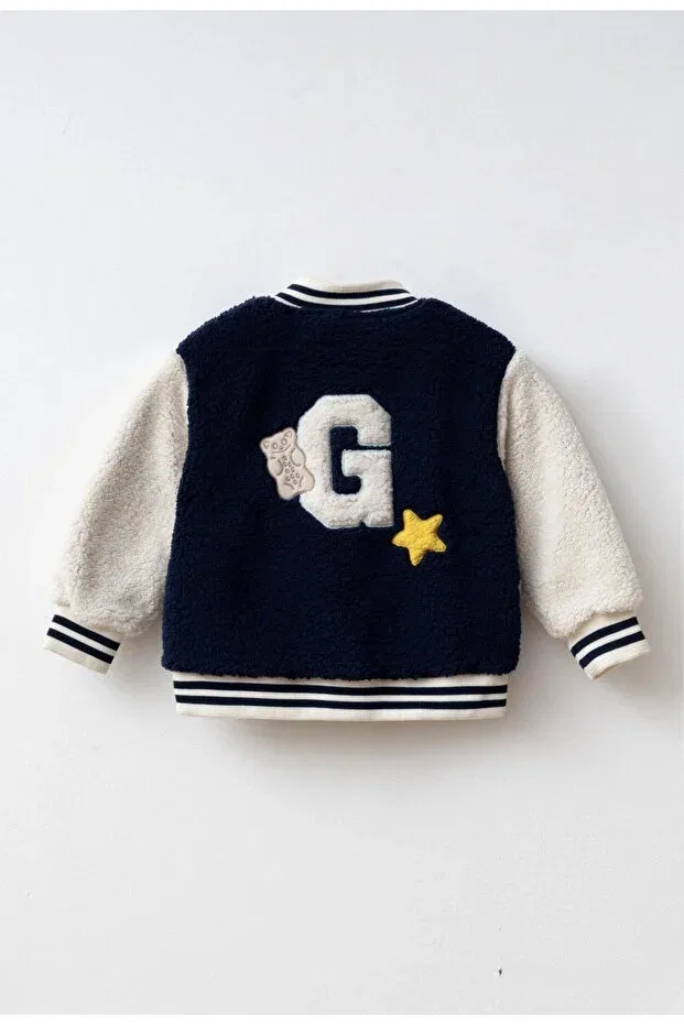 Детская куртка для девочек с принтом Bomber College Jacket Haribo, Navy Blue