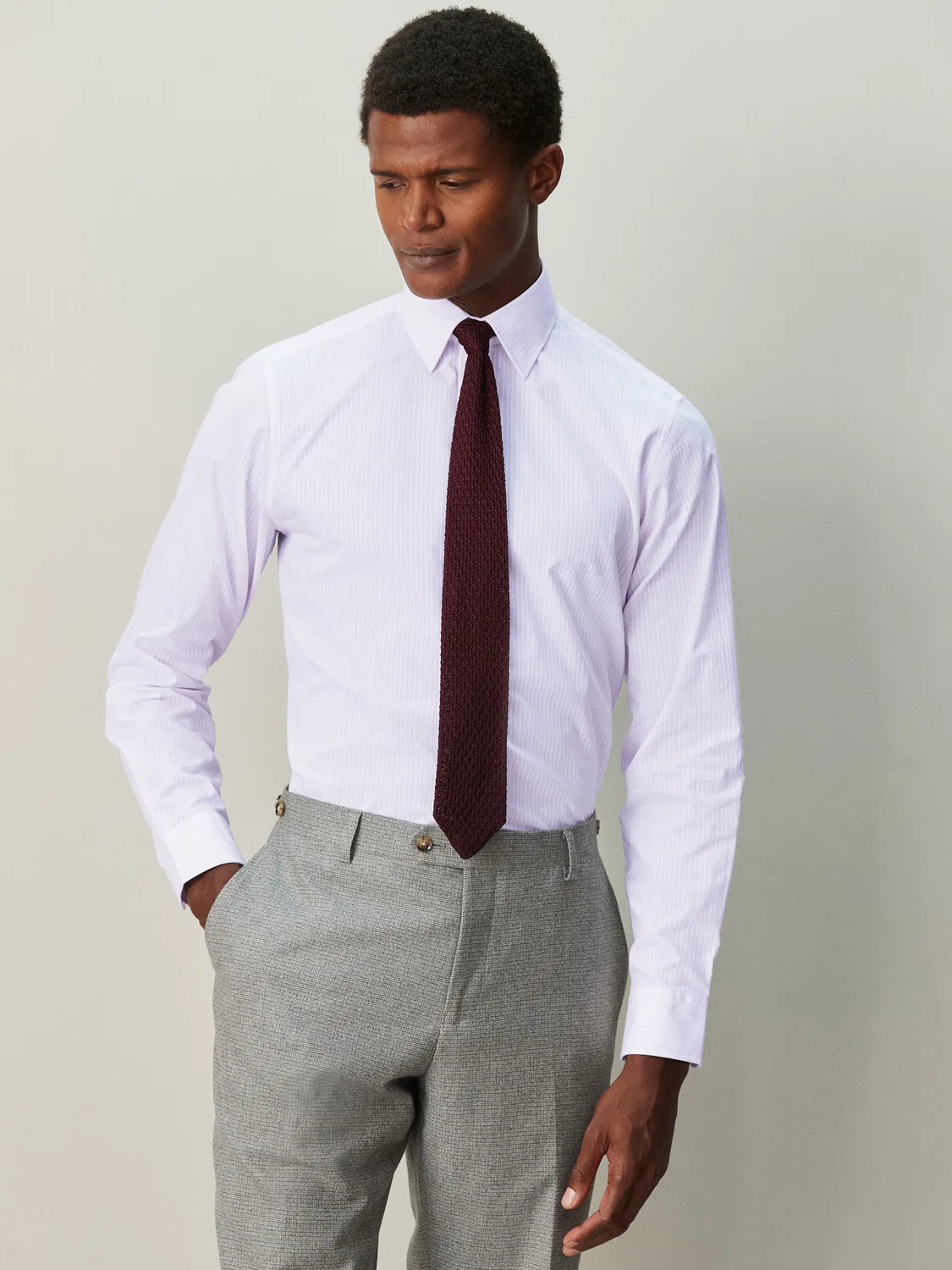 Рубашка формальная с длинным рукавом, Slim Fit, Pink Stripe Next, розовый в полоску — фото 3