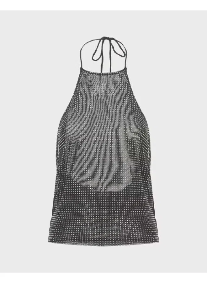Топ с декольте на спине с блестками Zara, черный