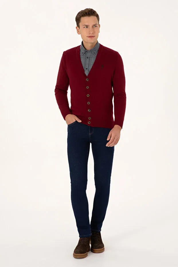 Мужской кардиган с длинным рукавом U.S. Polo Assn., Burgundy — фото 4