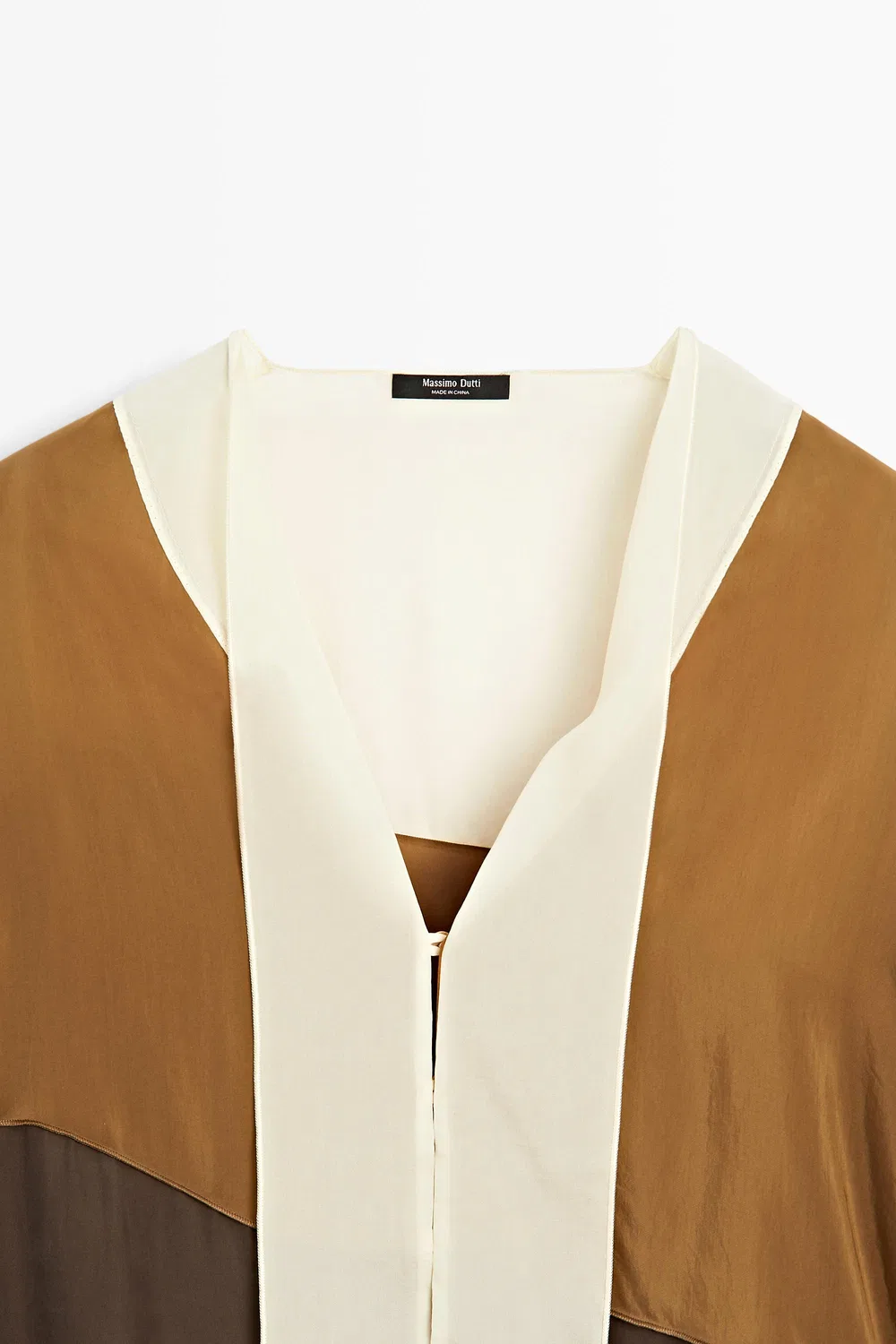 Рубашка Massimo Dutti, струящаяся, шоколадный — фото 4