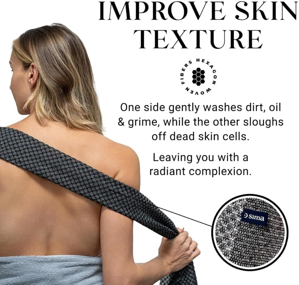 Щетка для тела Exfoliating Hexagonal Fiber Body Scrubber, Sima Brand, 1 шт, 119.4x25.4 см, Black — фото 4