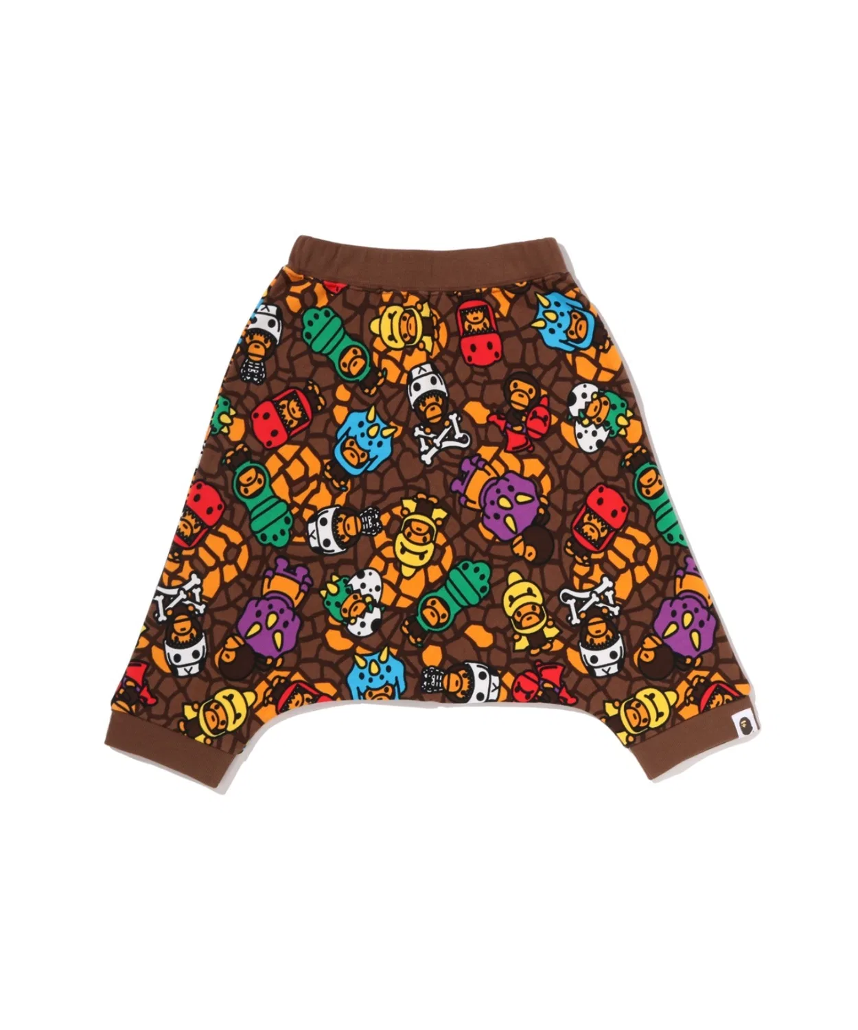 Детские шорты-саруэл из футера с принтом MILO MULTI DINOSAURS PATTERN A BATHING APE, Multi