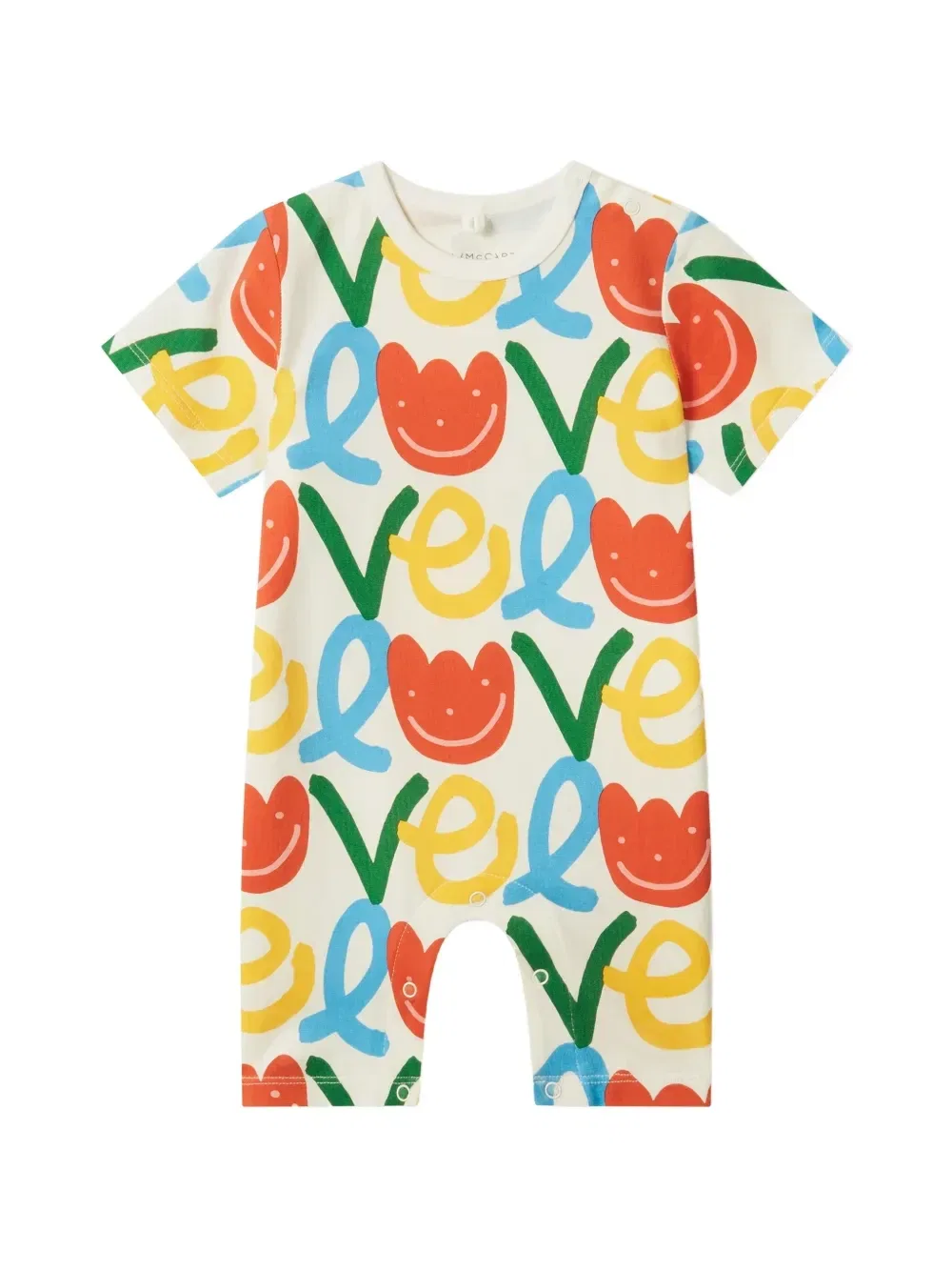 Комбинезон с графическим принтом и короткими рукавами Stella McCartney Kids, белый
