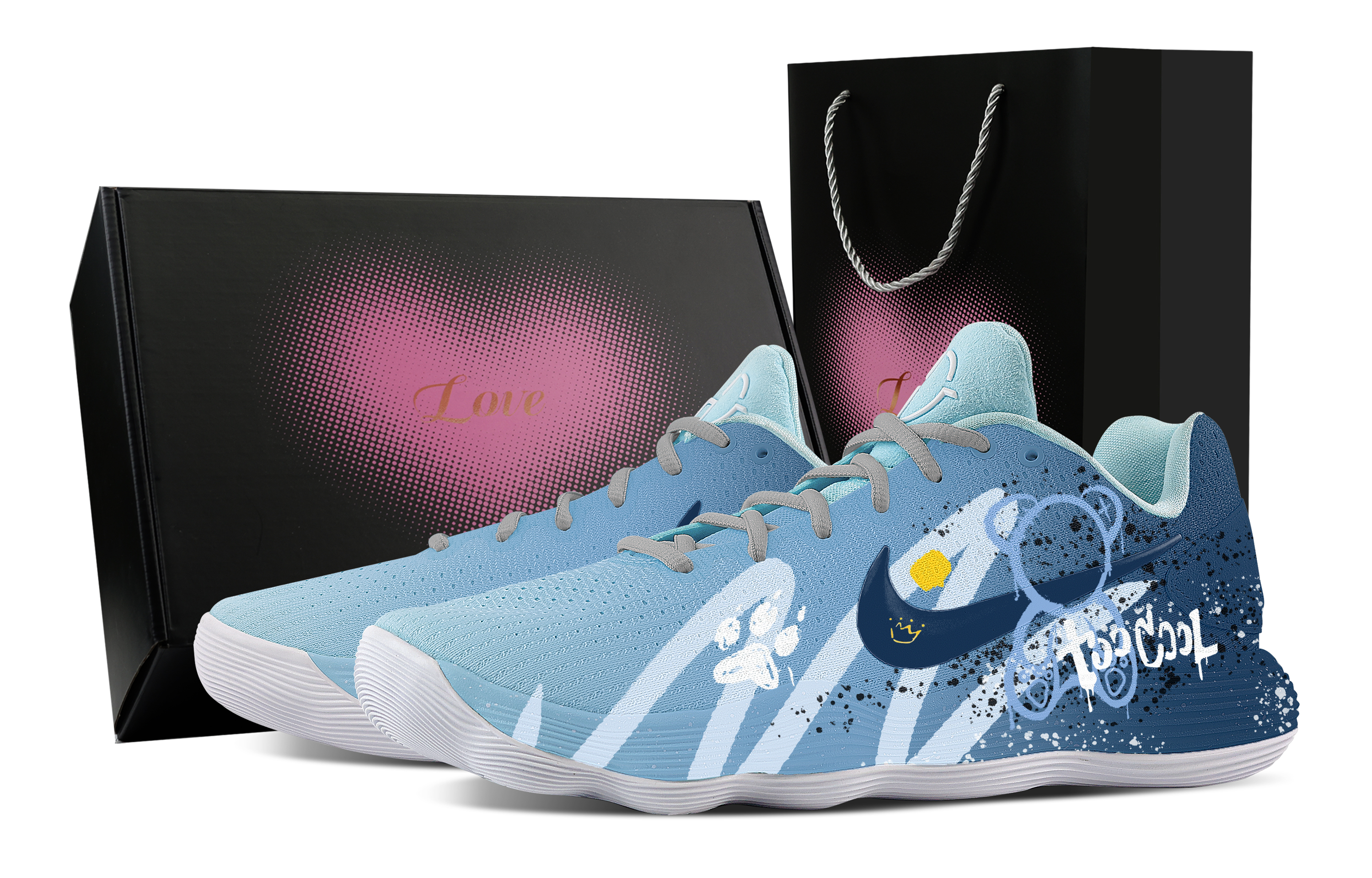 

Nike Hyperdunk 2017 Memphis Ice Blue, технология Heart Box Cushioning, износостойкие низкие баскетбольные кроссовки мужские