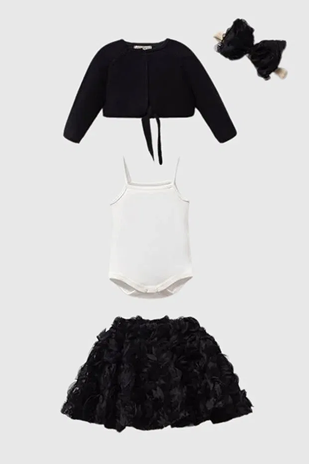 Детский комплект для девочек с цветочным принтом Ruby Rose Naka Concept, Black — фото 3