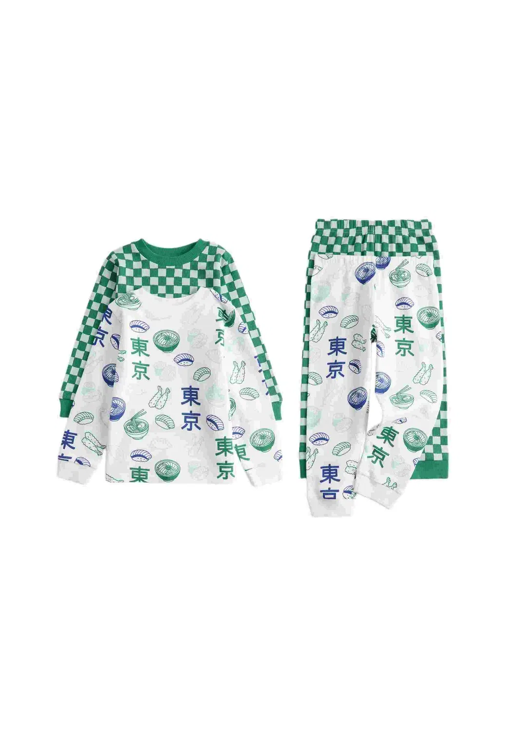 Детский комплект из 2 пижамных комплектов с вафельным рисунком (1-8 лет) Marks & Spencer, Green Mix