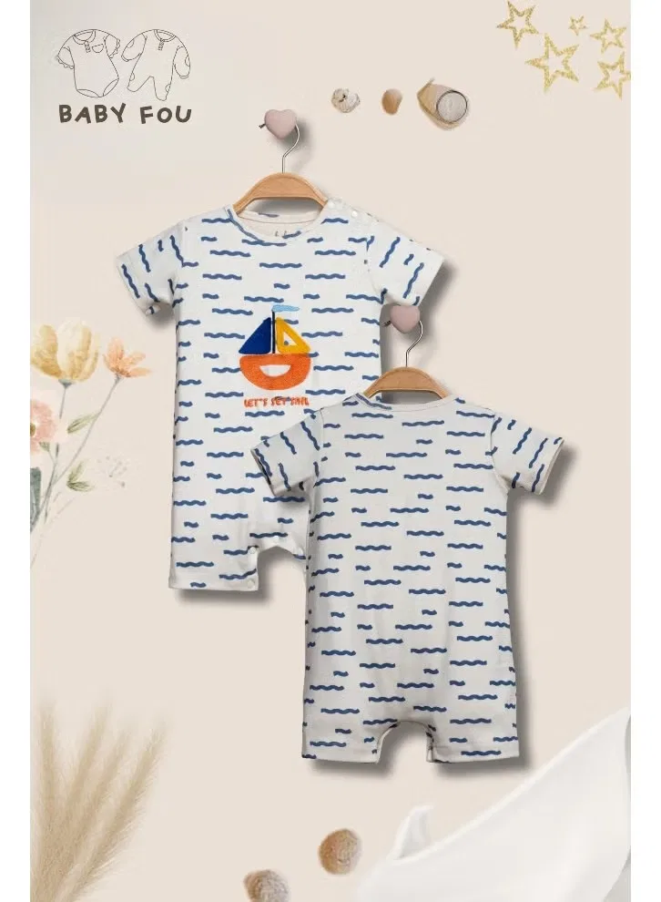 Боди-комбинезон с шортами из хлопка Baby Fou, голубой