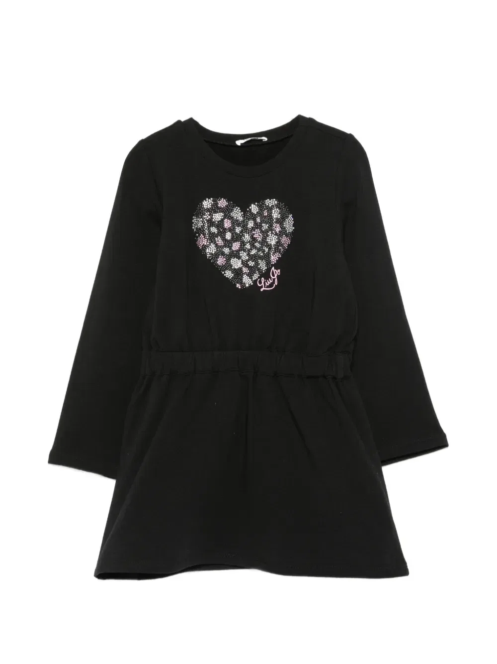 Платье с эластичной талией и сердцем из стразов Liu Jo Kids, черный