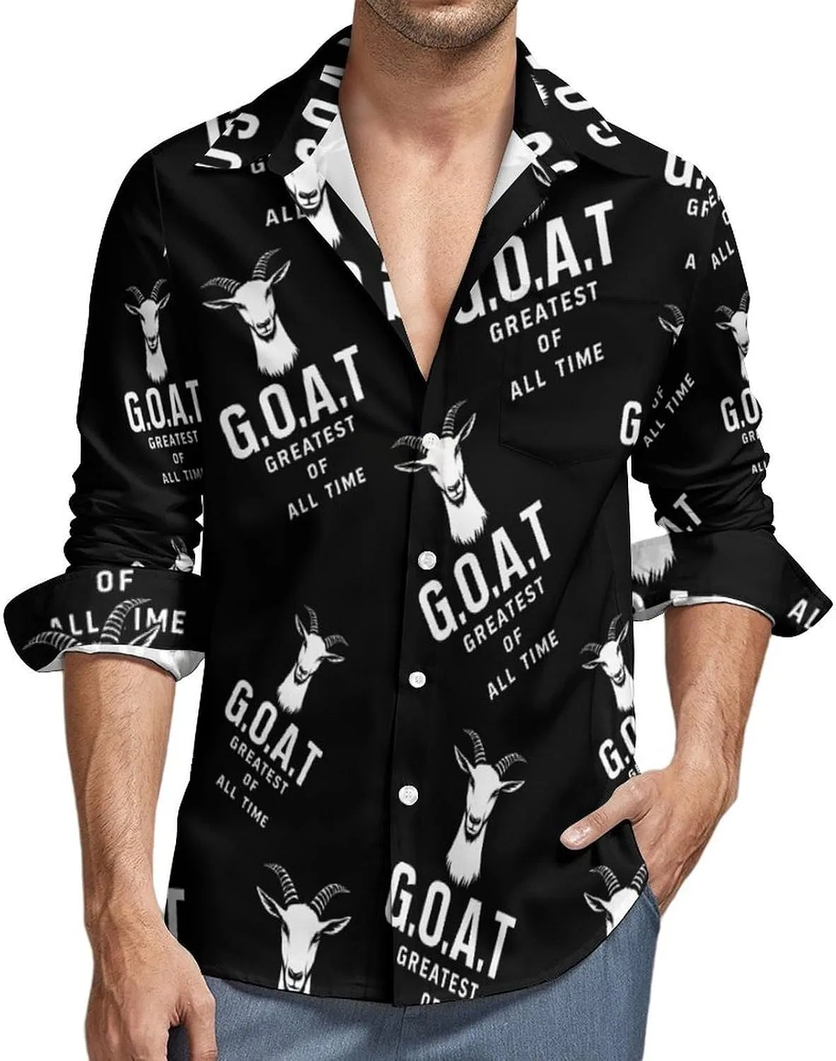 Мужская рубашка с принтом G.O.A.T