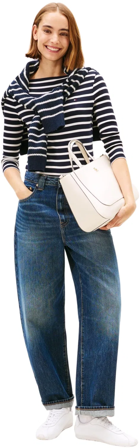 Женская футболка с длинным рукавом New Cody Slim Boat Neck Tommy Hilfiger, Nos Breton Desert Sky/Ecru — фото 4