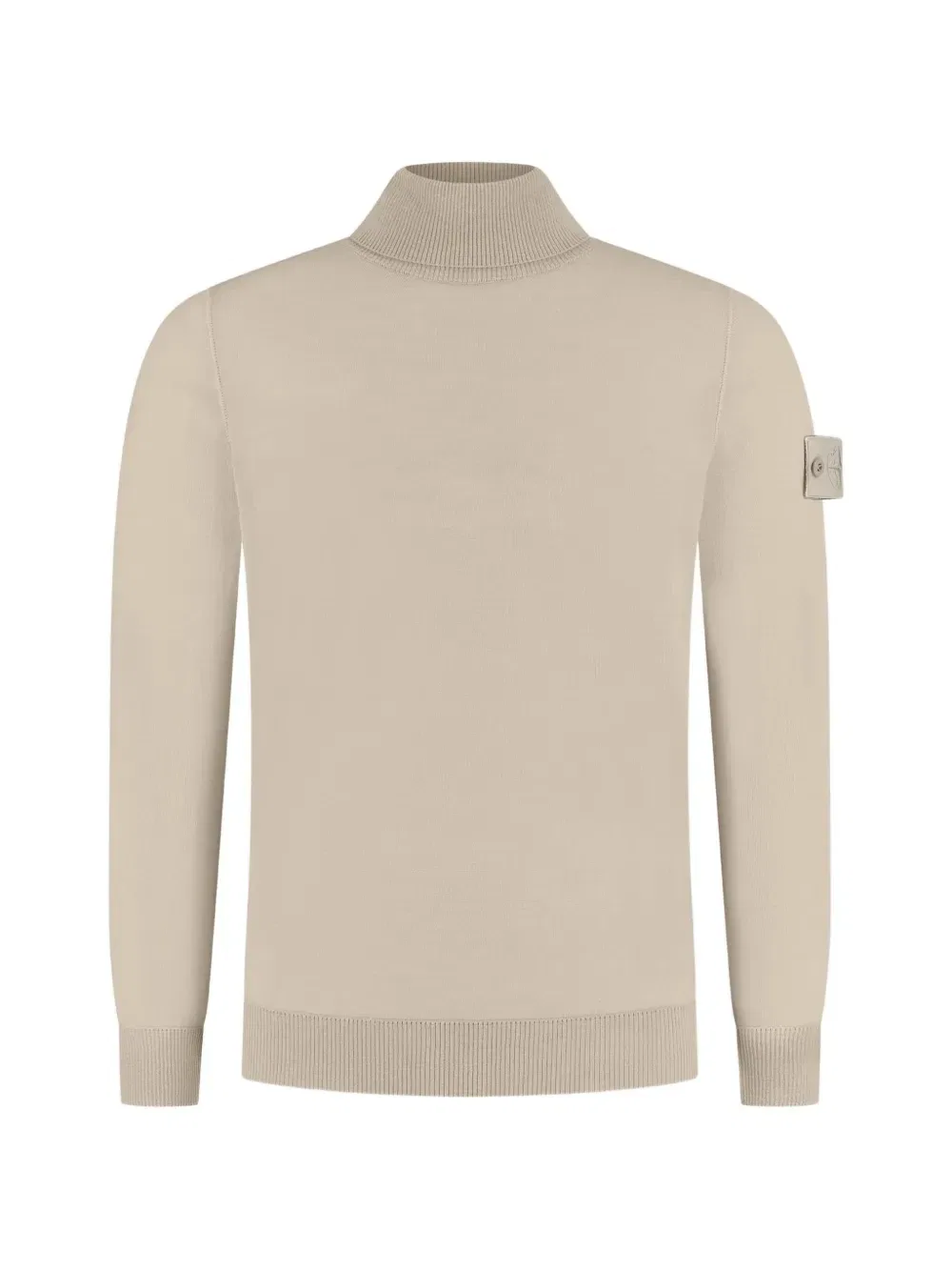 Свитер с логотипом на воротнике-стойке Stone Island, бежевый