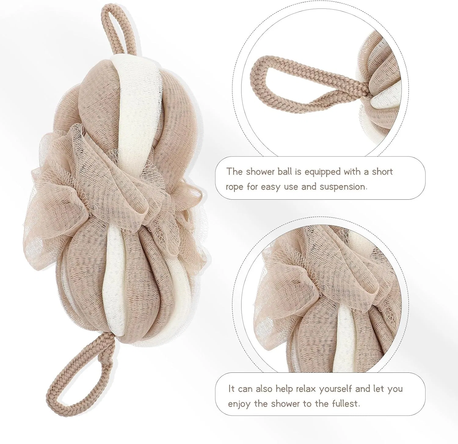 Мочалка для душа TOYANDONA, 2 шт, набор, 20x10x5 см, Khaki — фото 4