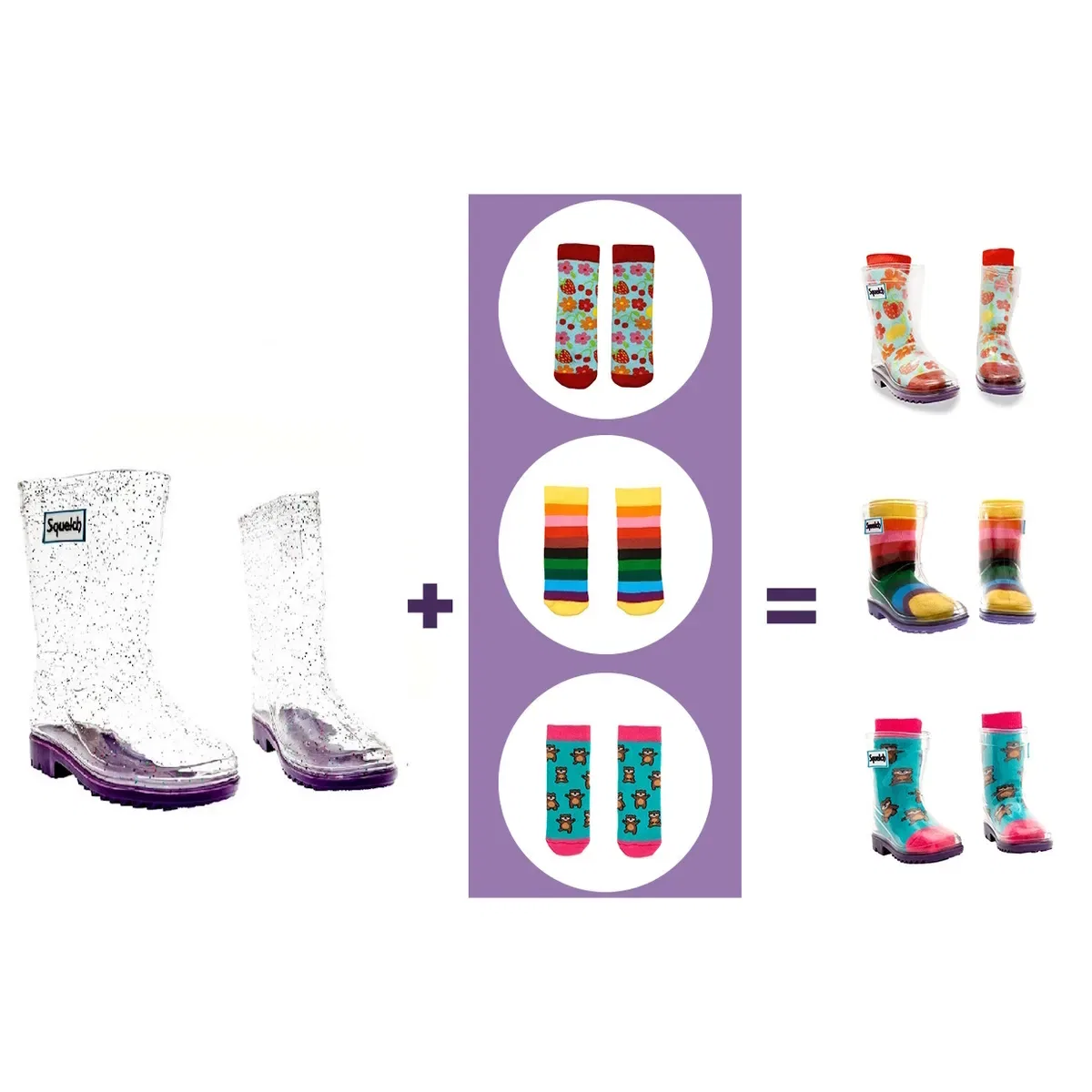 Детские плотные носки для резиновых сапог Dinos Squelch Wellies, Purple — фото 3