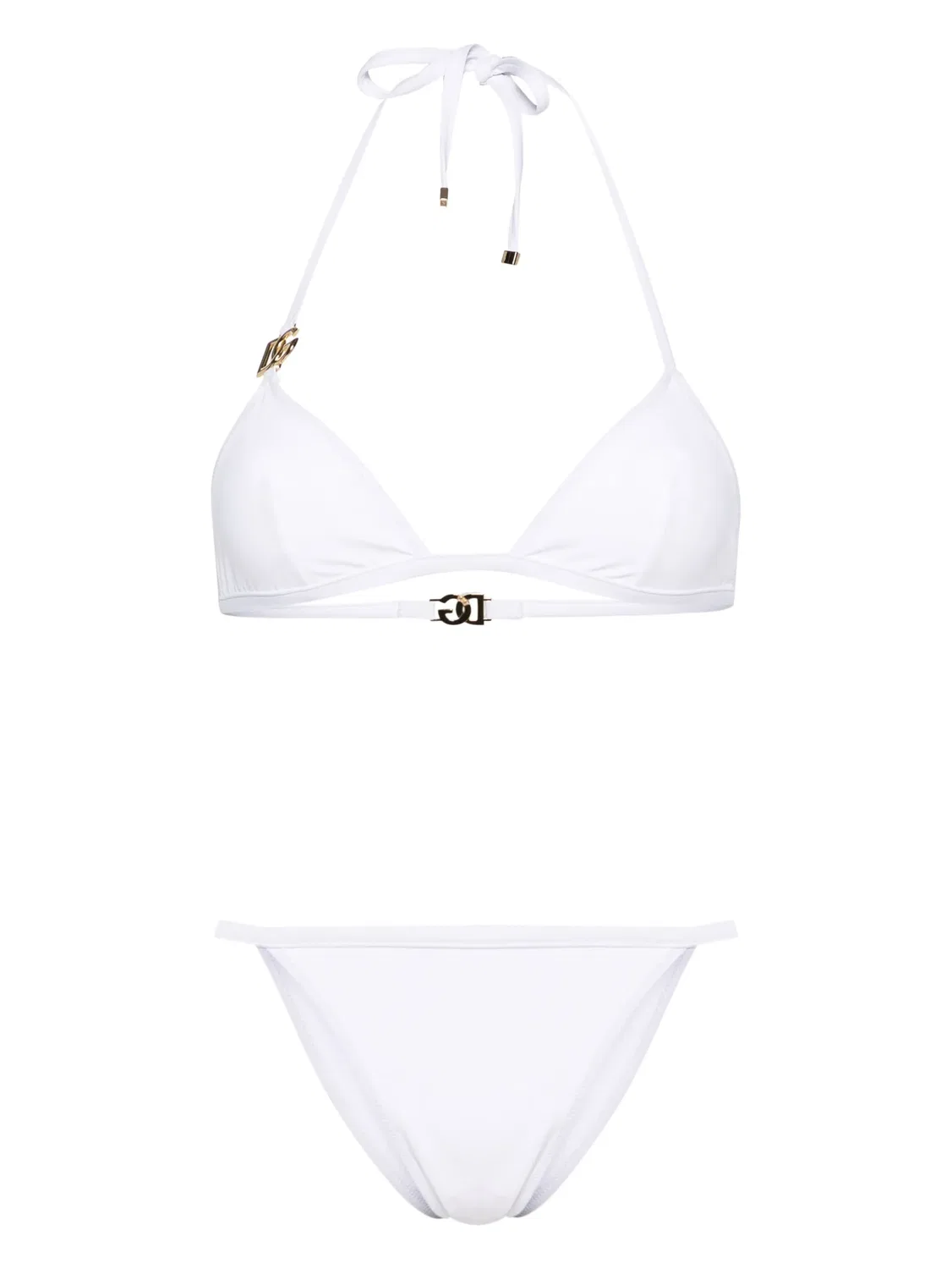 Купальник с треугольными чашками и логотипом Dolce & Gabbana, белый