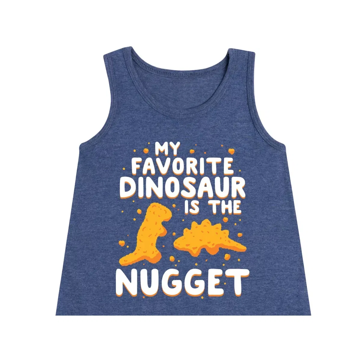 Детское платье-трапеция без рукавов My Favorite Dinosaur is the Nugget Instant Message, Heather Navy — фото 2