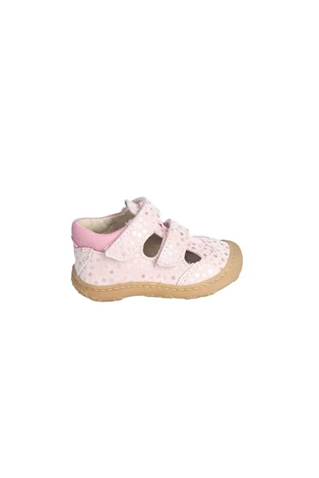 Детские туфли для девочек с перфорацией Pepino ebi medium width girls' perforated velcro shoes 1201102 Ricosta, Pink Leather