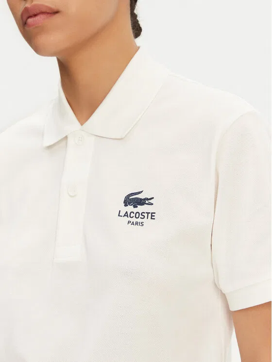 Поло Lacoste regular fit, кремовый — фото 4