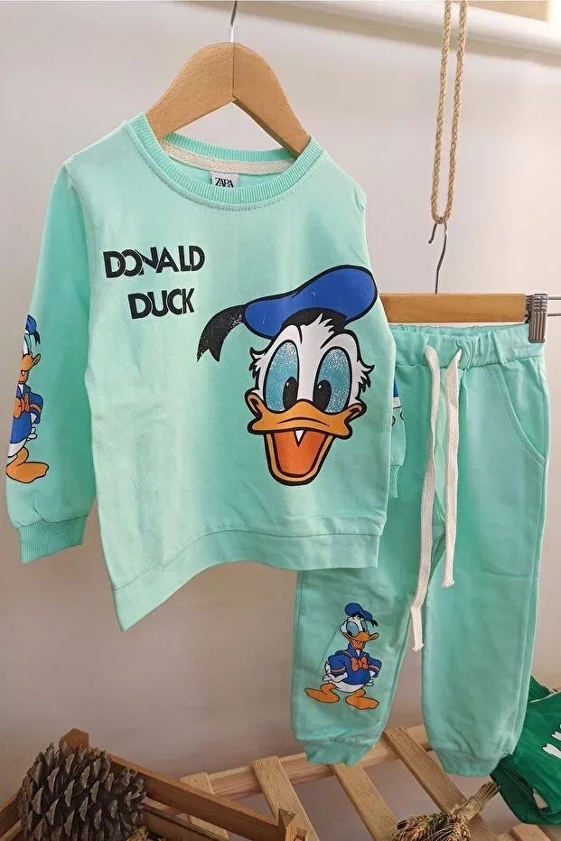 Детский спортивный костюм с принтом Donald Duck Pattern Dubi Baby, Water Green — фото 2