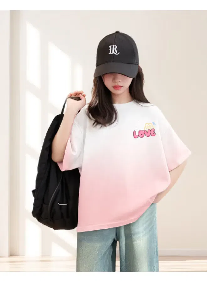 Футболка с коротким рукавом и градиентным принтом Bornbay, розовый