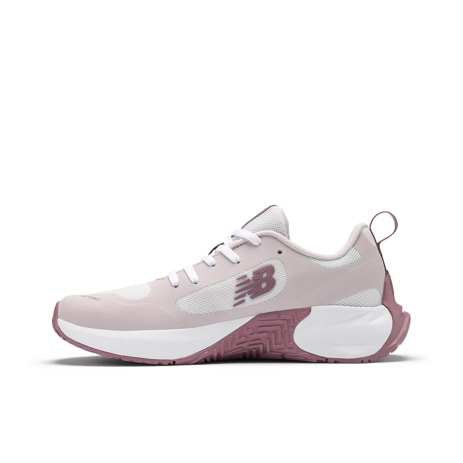 Детские кроссовки для мальчиков и девочек на шнуровке FuelCell Play New Balance, White With Stone Pink And Rosewood — фото 3