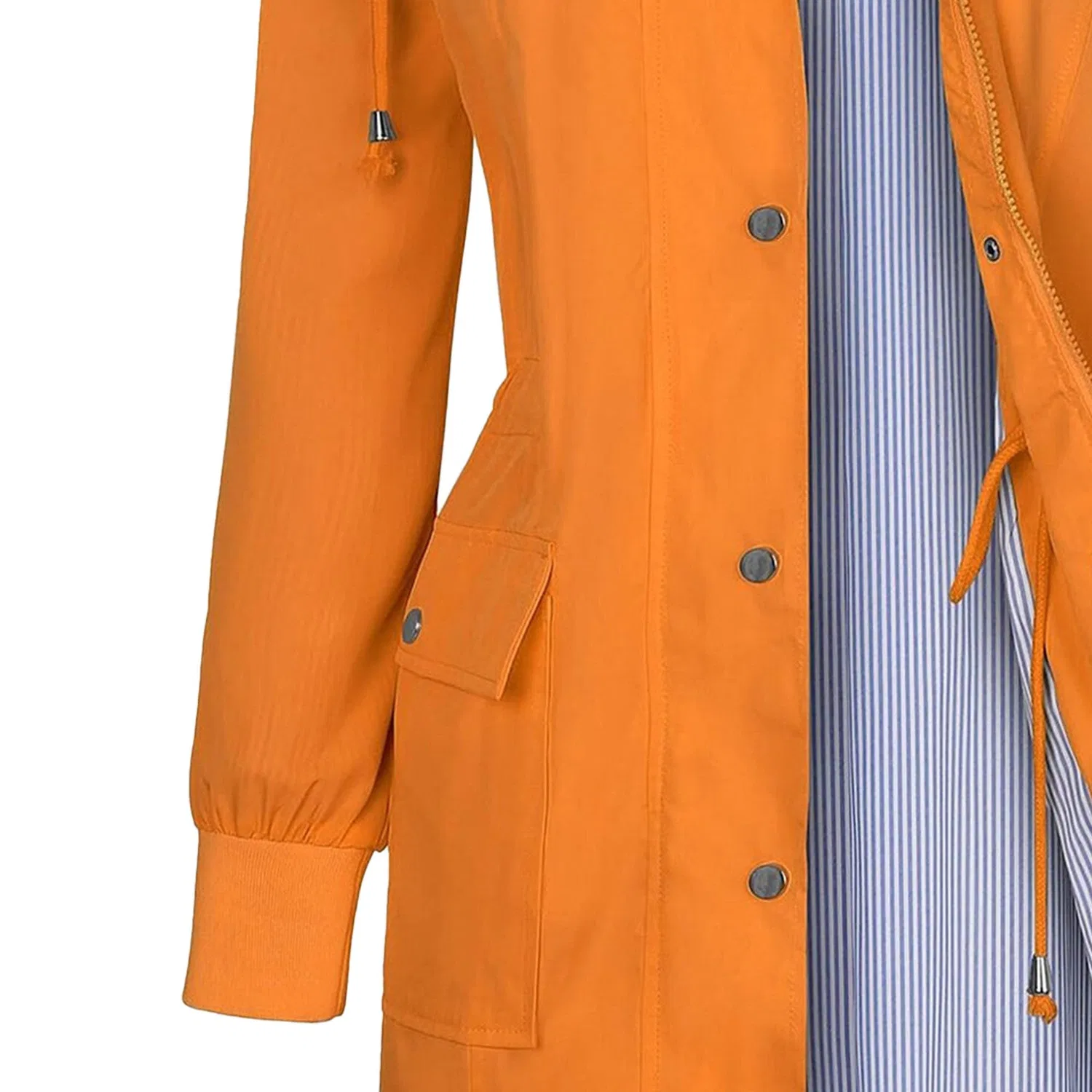 Женский длинный дождевик с капюшоном и подкладкой, модель 2025 S-XXL, Orange — фото 2