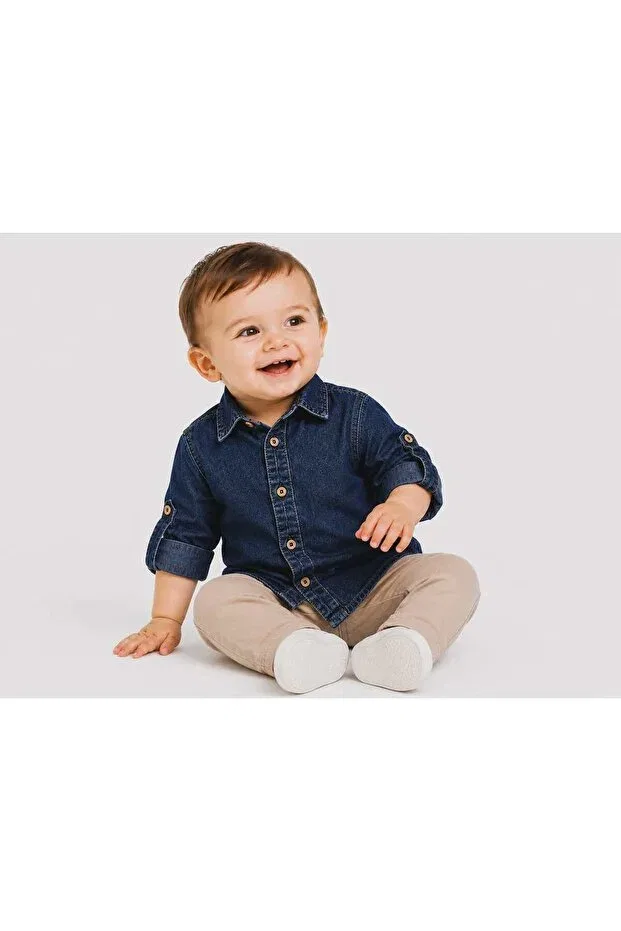 Детская рубашка для мальчиков джинсовая Isis baby boy denim shirt Outlet, Navy Blue