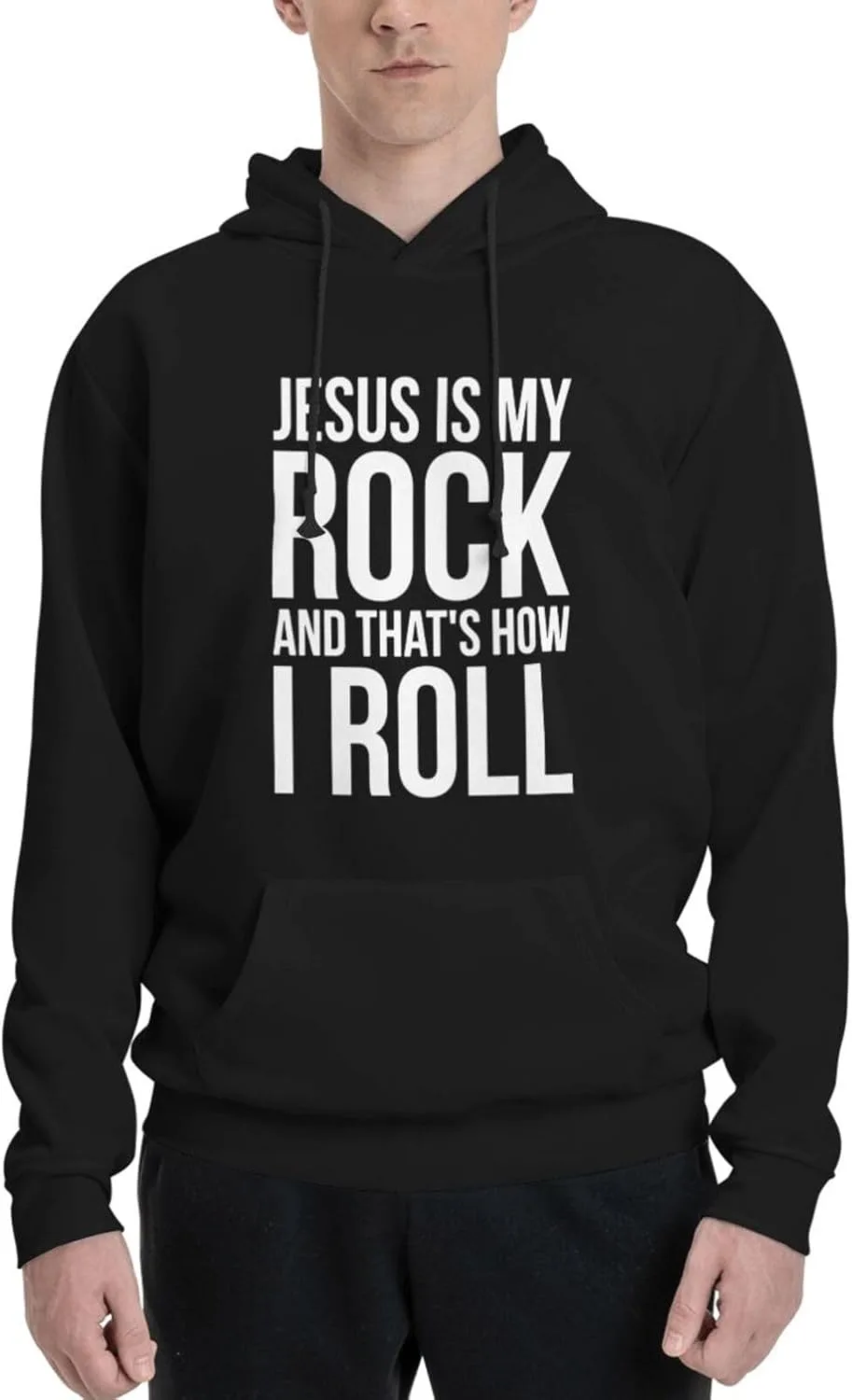 Мужская толстовка с капюшоном «Jesus Is My Rock» в стиле хип-хоп, с длинными рукавами, капюшоном и карманами Generic, черный