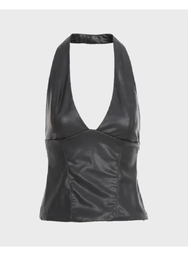 Топ с открытой спиной на бретельках Zara, черный