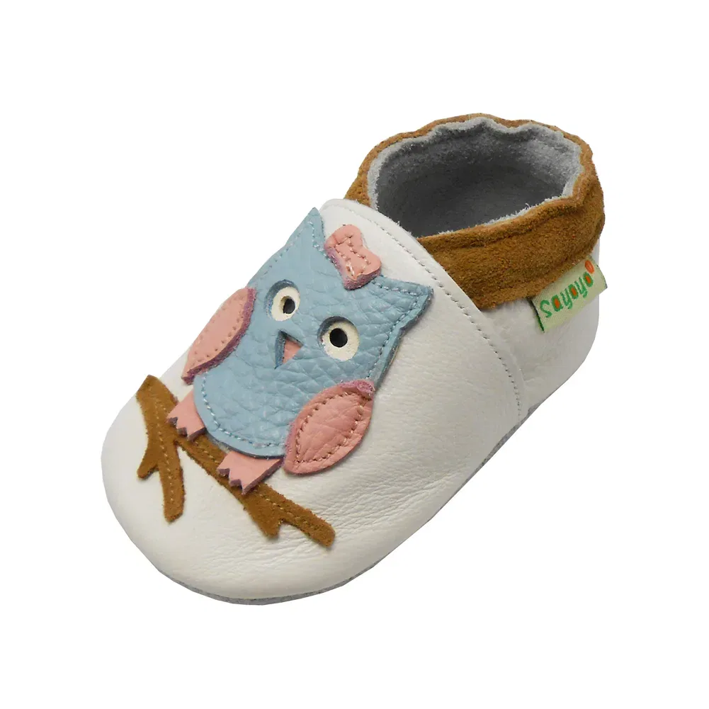 Кожаные пинетки с совами Owl Sayoyo, белый