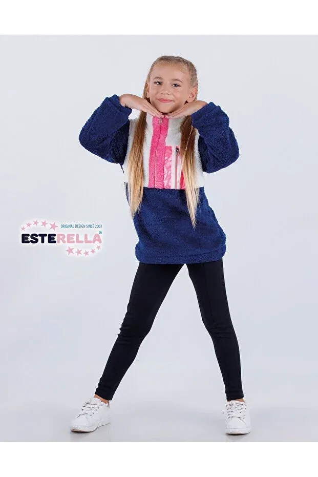 Детские свитшот для девочек с воротником-стойкой Esterella, Navy Blue — фото 4