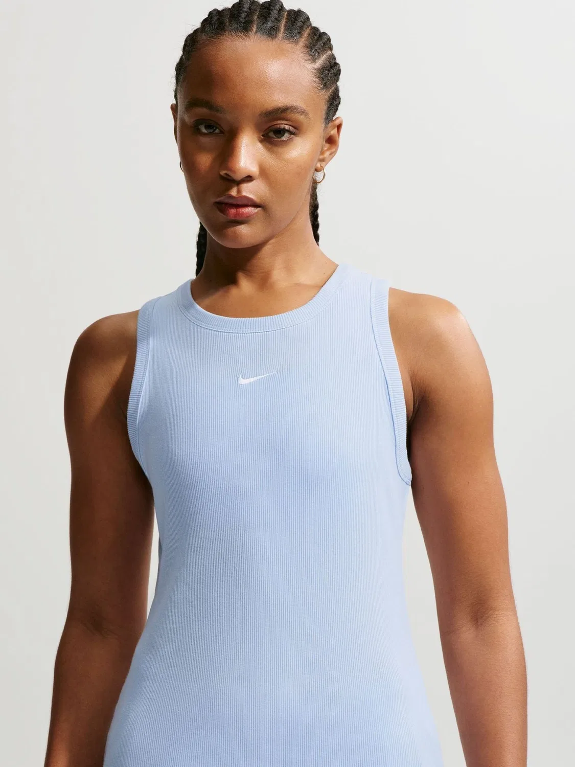 Топ-майка с ребристой текстурой, облегающая Nike, Hydrogen Blue — фото 3