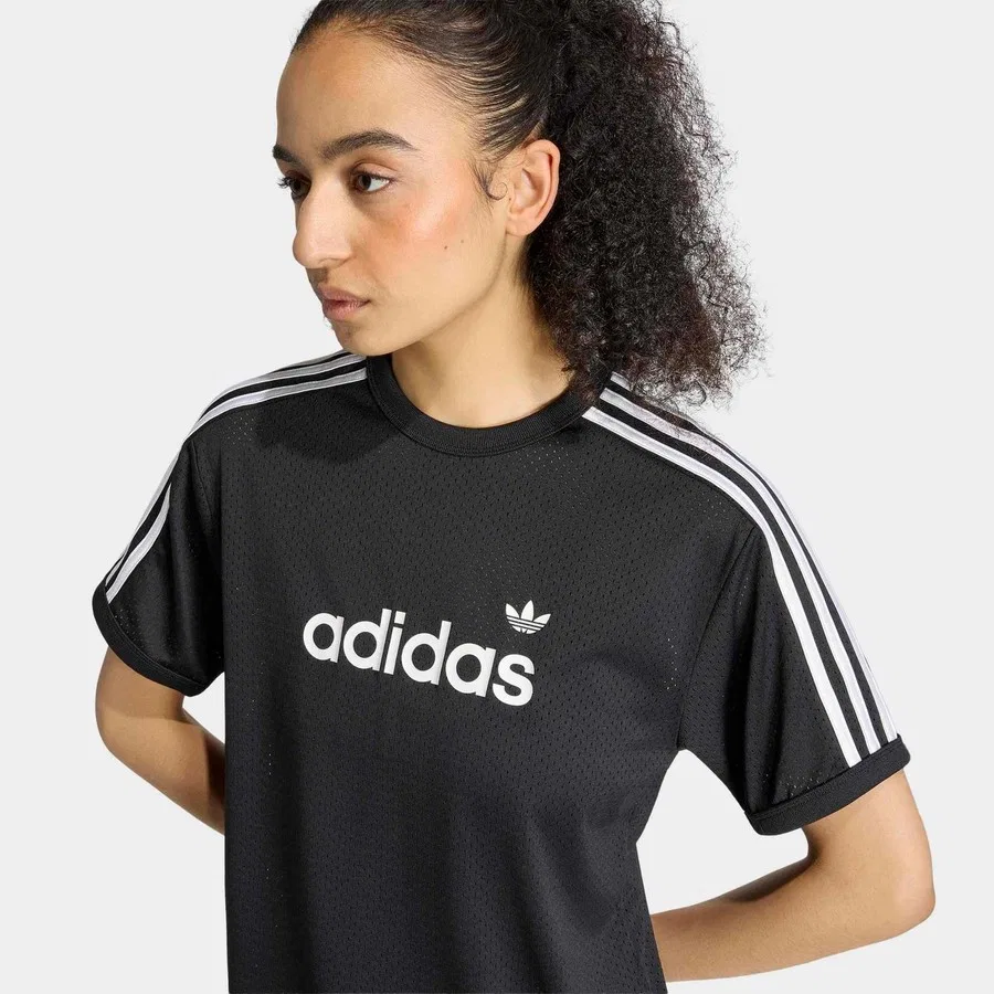 Женская футболка с принтом Lineaer File, adidas, Черный — фото 4