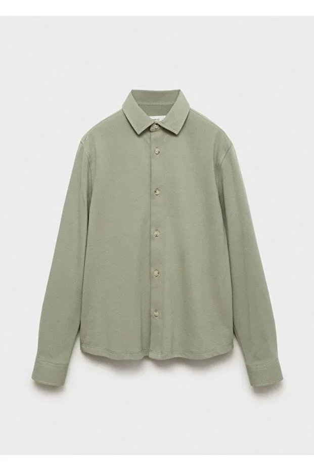 Детская рубашка для мальчиков хлопковая Mango Kids, Green — фото 2