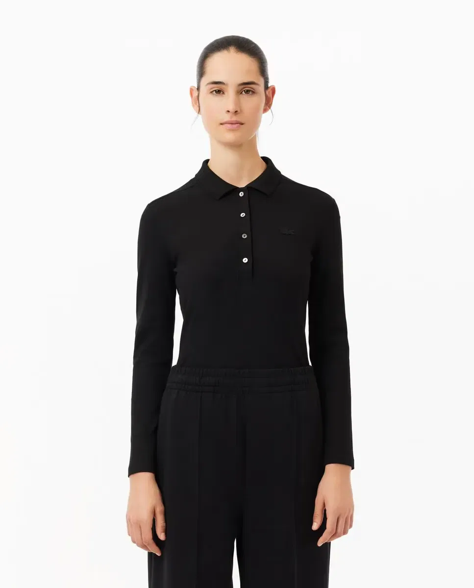 Поло Lacoste Negro с длинным рукавом