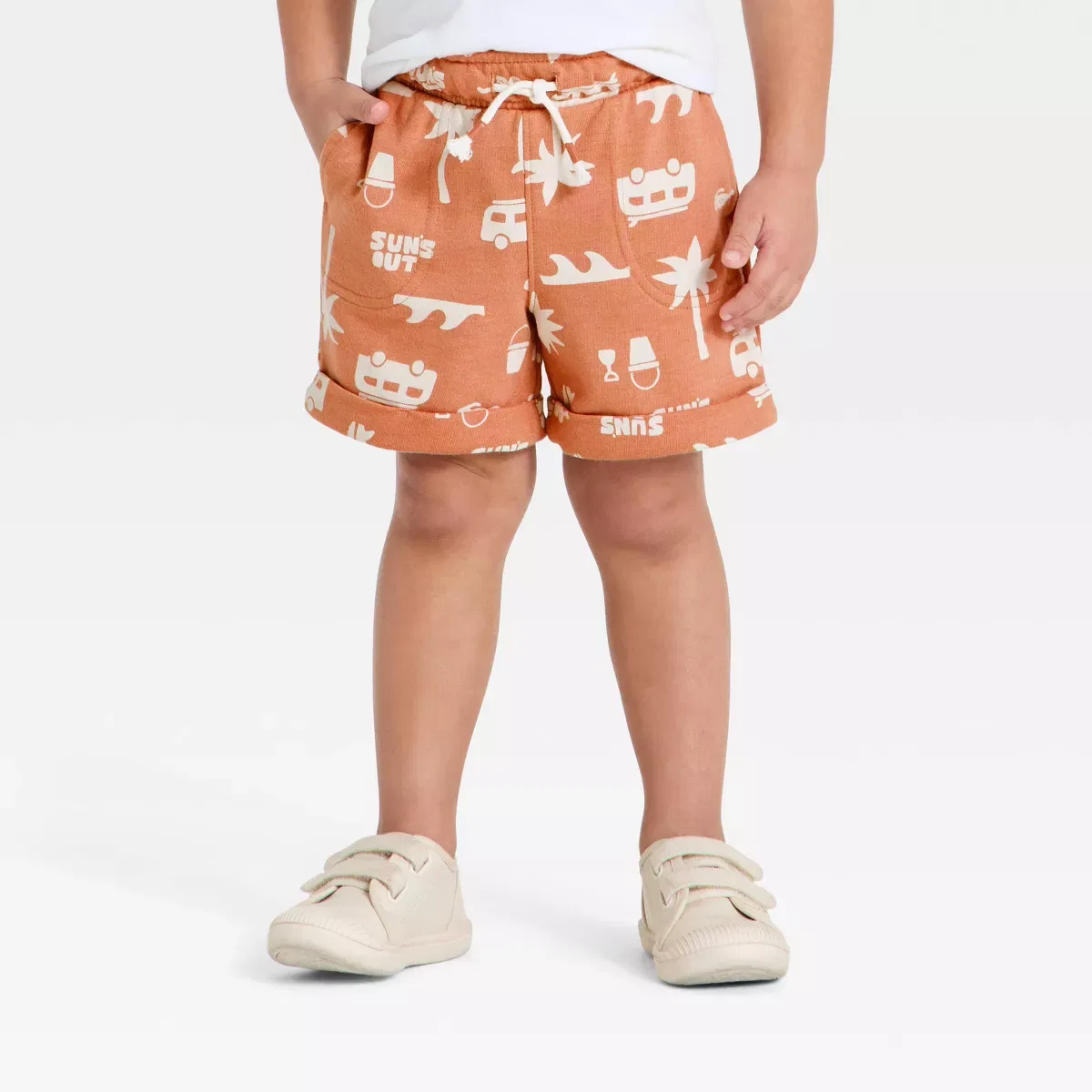 Детские шорты для мальчиков из футера с принтом Cat & Jack, Coral Orange