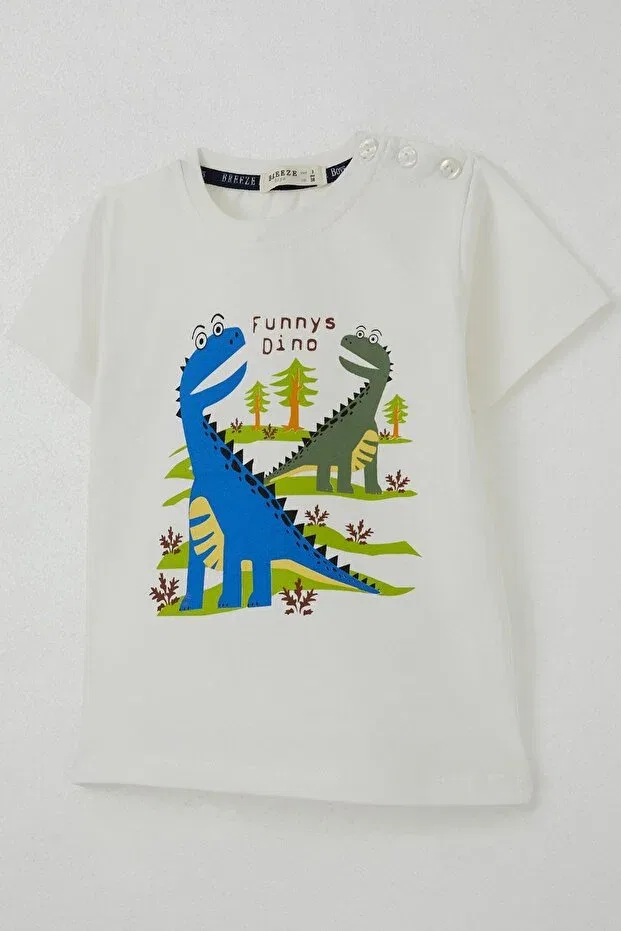 Детская футболка для мальчиков с принтом Funny Dinosaurs Breeze, Ecru — фото 3