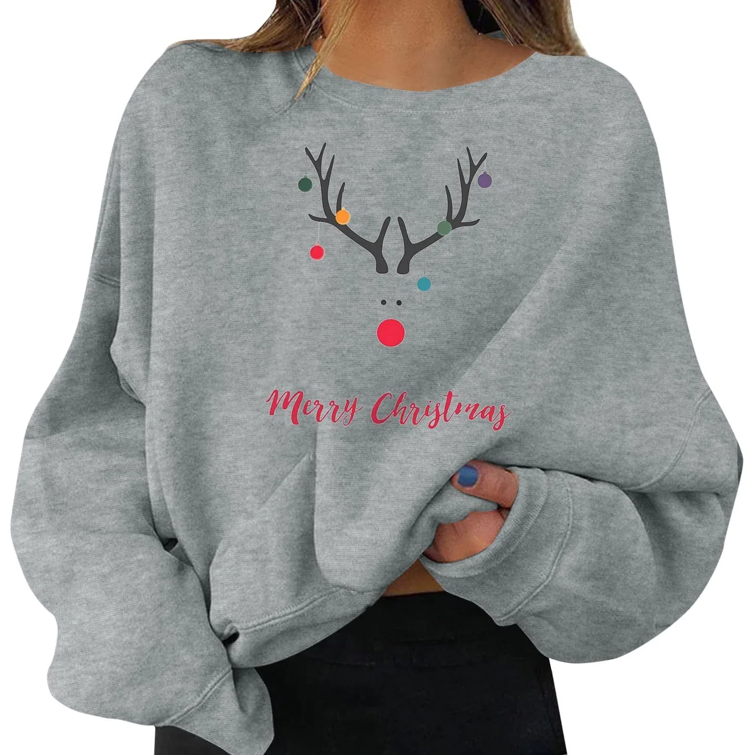Женский свитшот с принтом Christmas Jumper, 2-grey
