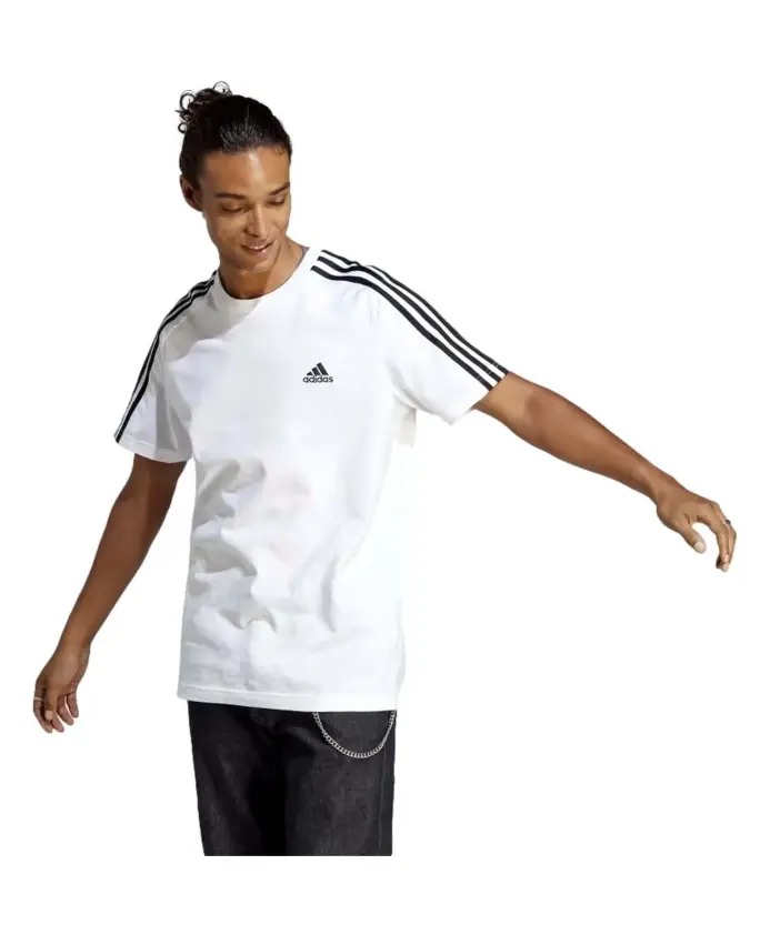 Футболка Adidas Essentials Single Jersey 3-Stripes, белый — фото 3