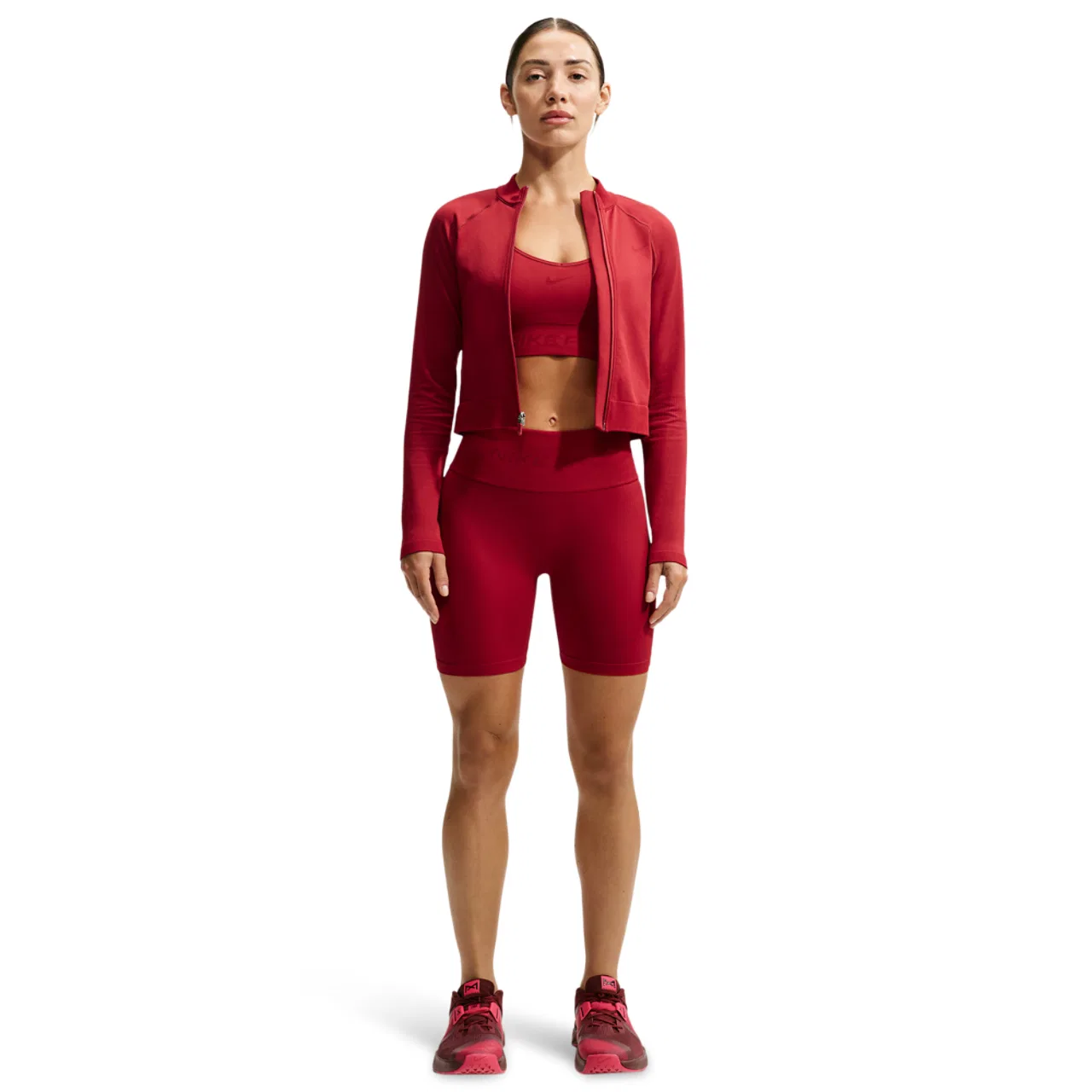 Женская футболка с длинным рукавом Nike Pro Dri-FIT Seamless FZ Midlayer, Tough Red — фото 3